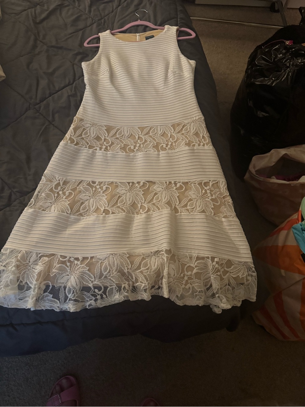 Gabby Skye White Lace A-Line Dress